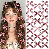 SAWINDA 20Pcs Red Mini Hair Bows Gingham Craft Small Bow Hair Clips Checkered Bows for Hair Cute Bowknot Hair Ribbon Barrettes Hair Clips Accessories for Teens Women and Girls