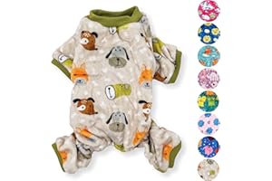 FUNNYDOGCLOTHES Dog Pajamas Soft Warm Fleece Jumpsuit Cute Pet Clothes for Small and Medium Pet XXS - L (Beige Dogs, XS: Length - 10", Chest 12" - 16")