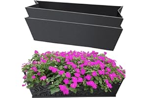 FANTANG 2PCS 30Inch Rectangle Window Box Liner Felt Planter Basket Liner Insert Black Plant Container Liners Non Woven Fabric Liner for Garden Fence Wall Railing Hanging Flower Pot - Avoid Bird Nesting