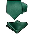 RBOCOTT Solid Color Tie and Pocket Square Set for Men