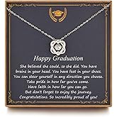 NOURISHLOV Graduation Gifts for Her 2026 College, Sterling Silver Two Interlocking Infinity Heart Necklace, Inspirational Graduation Gift, High School Graduate Gifts for Best Friend or Daughter