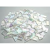 CHICSHIS Iridescent Textured Cathedral Glass Mosaic Tiles, 200g Transparent Stained Glass Pieces for Mosaic Art, Pre-Cut for Handmade Crafts, Clear