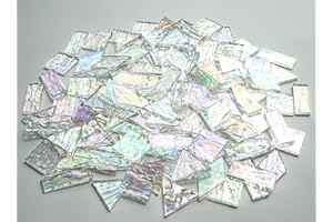 CHICSHIS Iridescent Textured Cathedral Glass Mosaic Tiles, 200g Transparent Stained Glass Pieces for Mosaic Art, Pre-Cut for Handmade Crafts, Clear