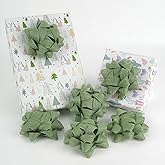 AIMUDI Sage Green Bows for Gift Wrapping 4.5'' Burlap Gift Bows Self Adhesive Bows for Presents Baskets Birthday Party Holiday Baby Shower Wedding Decorations - 6 Counts
