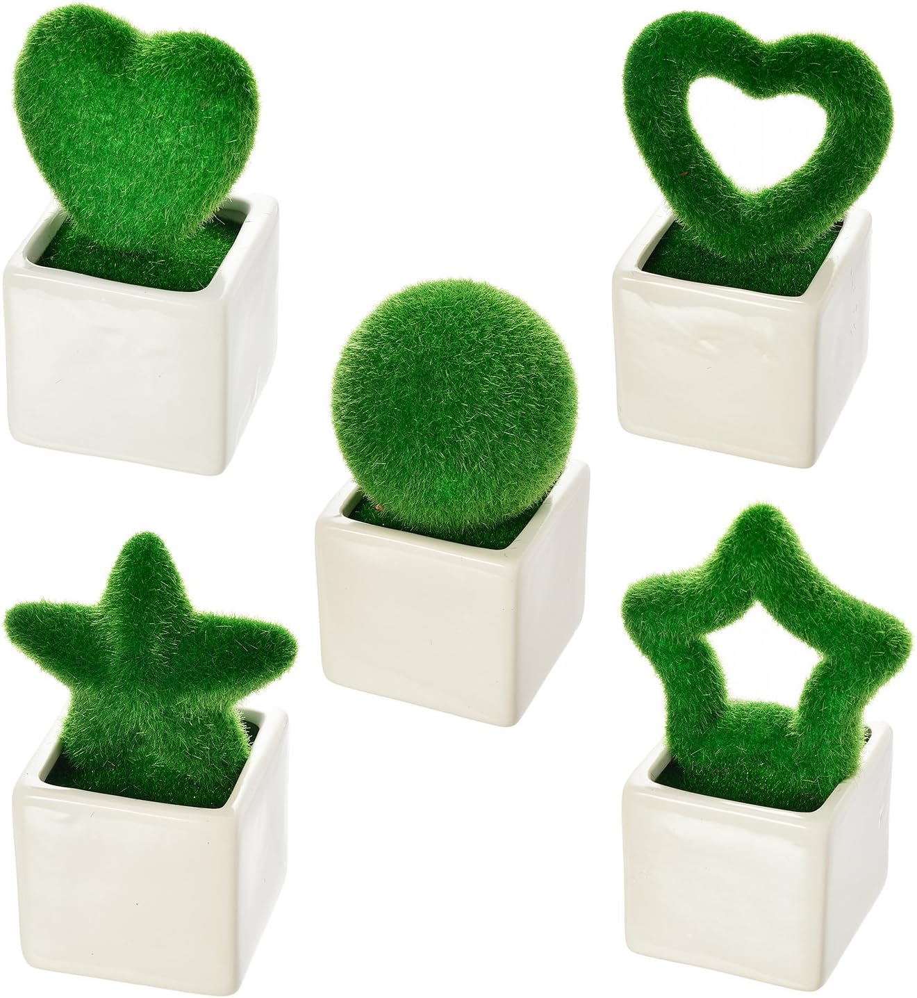 Doolland Creative Artificial Turf Ornaments Faux Fake Green Grass Greenery Simulation Decoration Nylon Fiber Material with Plastic Pot Indoor Outdoor Hanging Ornaments Wedding Balcony Décor