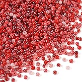 Magibeads 0.22lb 4mm Random Glass Seed Beads 6/0 Mix Rondelle Crystal Pony Beads Bulk Red Seed Bead Kit for Crafts DIY Friendship Bracelets Jewelry Making Supplies