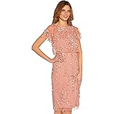 Adrianna Papell Womens Beaded Blouson Dress