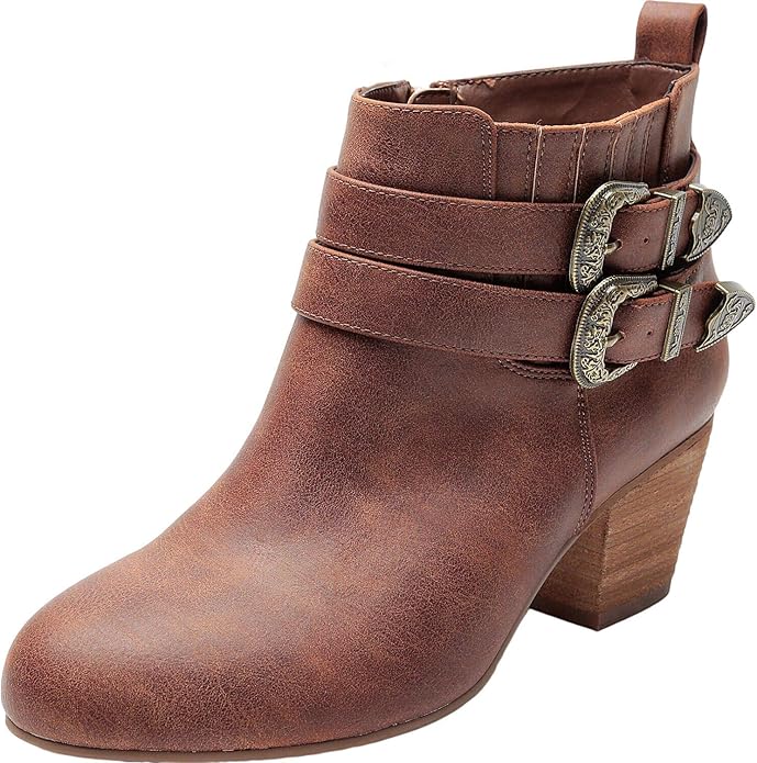 Luoika Women's Wide Width Ankle Boots Side Zipper Metal
