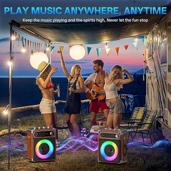 JYX KARAOKE MACHINE, 2 WIRELESS MICROPHONES, PORTABLE BLUETOOTH 5.3 PA SPEAKER WITH DISCO LIGHTS, SMART TV COMPATIBLE, UPGRADED SUBWOOFER, BASS BOOST & ECHO, TF/USB/AUX/FM, HOME & OUTDOOR PARTY