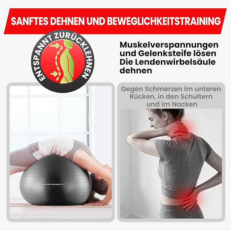 Gymnastikball 55cm, Yoga Ball, Fitnessball I Bis 300 KG, rutschfest, Anti-Burst-Technologie I Pezziball für Schwangerschaft, Fitness, Gymnastik, ergonomischer Sitzball für Büro Beige