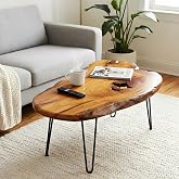 FayuuGem Live Edge Coffee Table, Large Natural Wood Coffee Table for Living Room, Unique Wooden Table with Easy Assembly &amp; Solid Wood Construction