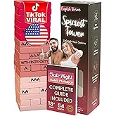 54 Blocks - Pink - Spiciest Tower Stacking Wooden Block Game for Adults – Couple Dare Questions – Relationships – Exciting, P