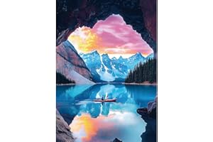 MINIWAN 1000 Piece Jigsaw Puzzle for Adults - Mountain Lake Landscape Puzzle - Scenic Kayak View with Sunset Challenging Puzzles for Gifts Party Games Family Fun, Puzzle Size 27.55 * 19.68 in