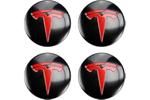 Powlamks 4 PCS Wheel Center Hub Cap Sticker for Model 3 / Model Y, Wheel Rim Cover 2.2” Center Cap Sticker Compatible for Tesla Hubcaps with Logo Emblem, Waterproof Adhesive Backing
