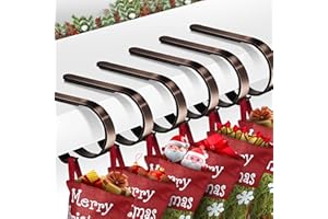 Loncaster Christmas Stocking Holders for Mantle Set of 6, Non-Slip Adjustable Stocking Holders, Stocking Hanger for Christmas