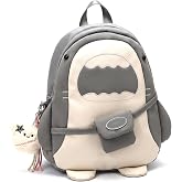 Kurvorath Shark Backpack - Cute Cartoon Large Capacity Casual Daypack, Gray