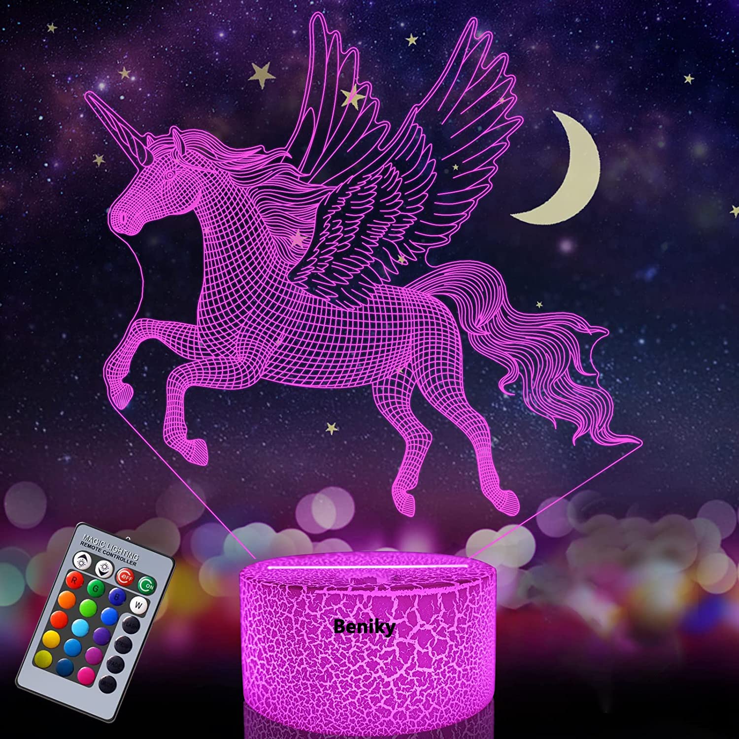 Unicorn Gift for Kids Toys, Unicorn Night Light for Kids, Unicorn 3D Illusion Lamp Gifts, Girls Bedroom Decor Light with 16 Colors Changing and Rremote Control (Unicorn)