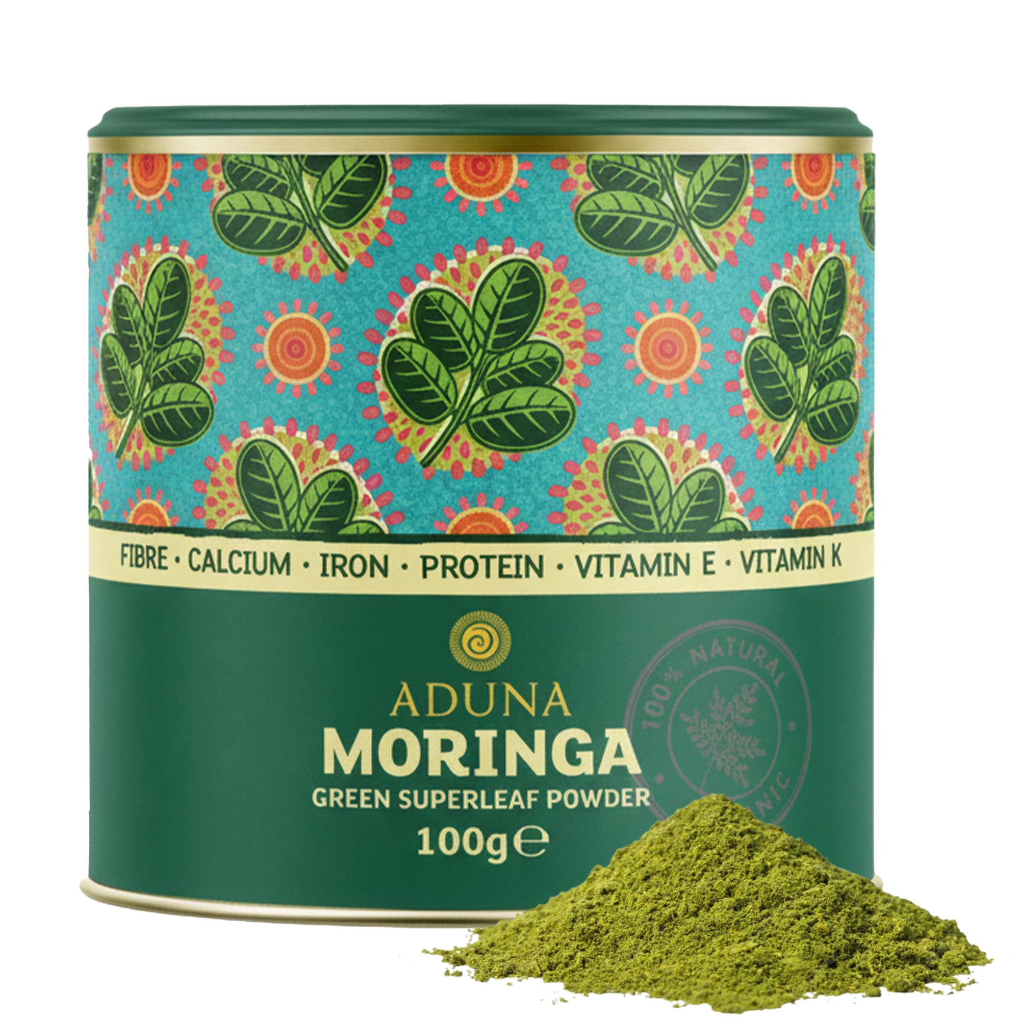 Aduna Organic Moringa Powder | 100% Pure Moringa Leaf for Energy & Immune Support | Natural Vegan Source of Iron, Calcium & Protein | Superfood Powder for Smoothies, Soups, Stews & More | 100g