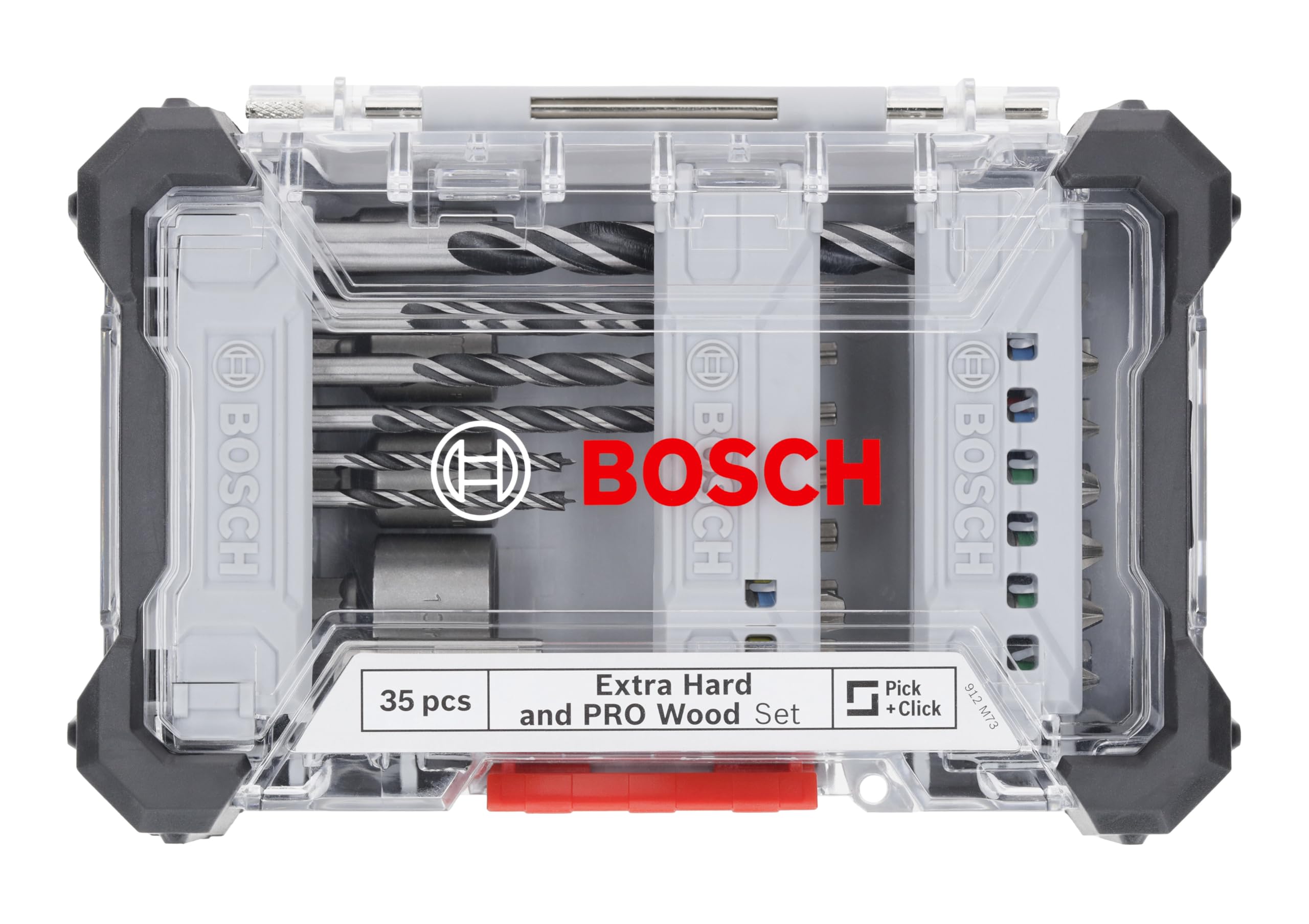Bosch 35x Extra Hard Schrauberbit‑ und PRO Wood Bohrer-Set, 35‑tlg. (197 x 110,5 mm, Professional Zubehör Schraubendreher, Bohrschrauber) 2