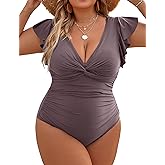 Blooming Jelly Womens Tummy Control Bathing Suit One Piece Plus Size Swimsuits Lace Up Back Ruffle Swim Suits 2026