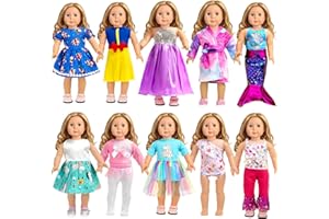 WONDOLL 18-inch Doll Clothes and Accessories - 10 Sets Compatible with 18-inch-Dolls Outfits Christmas Birthday Gift for Little Girls