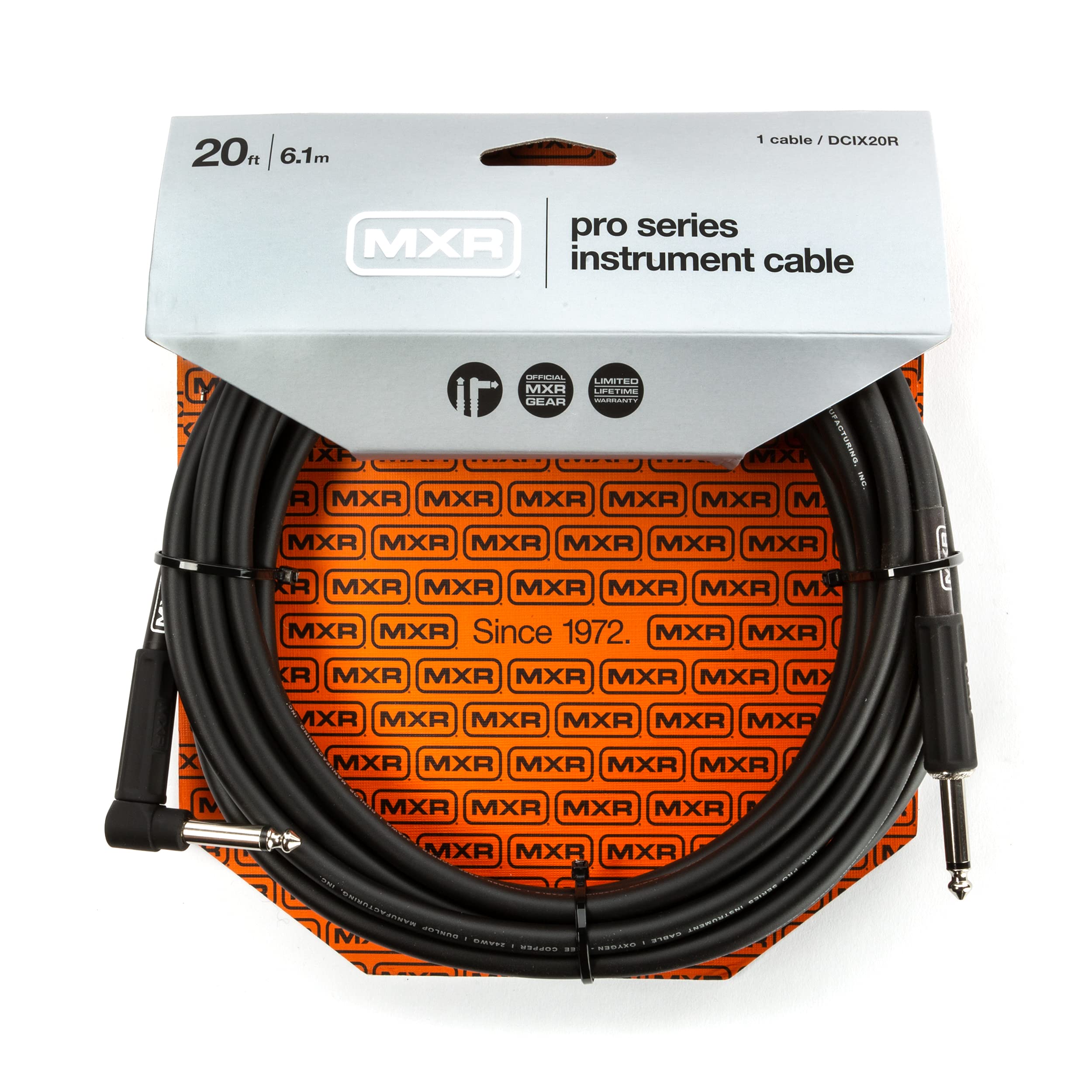 MXR DCIX20R Cable - 20ft - 6.1m - Pro Right Angle to Straight - Each