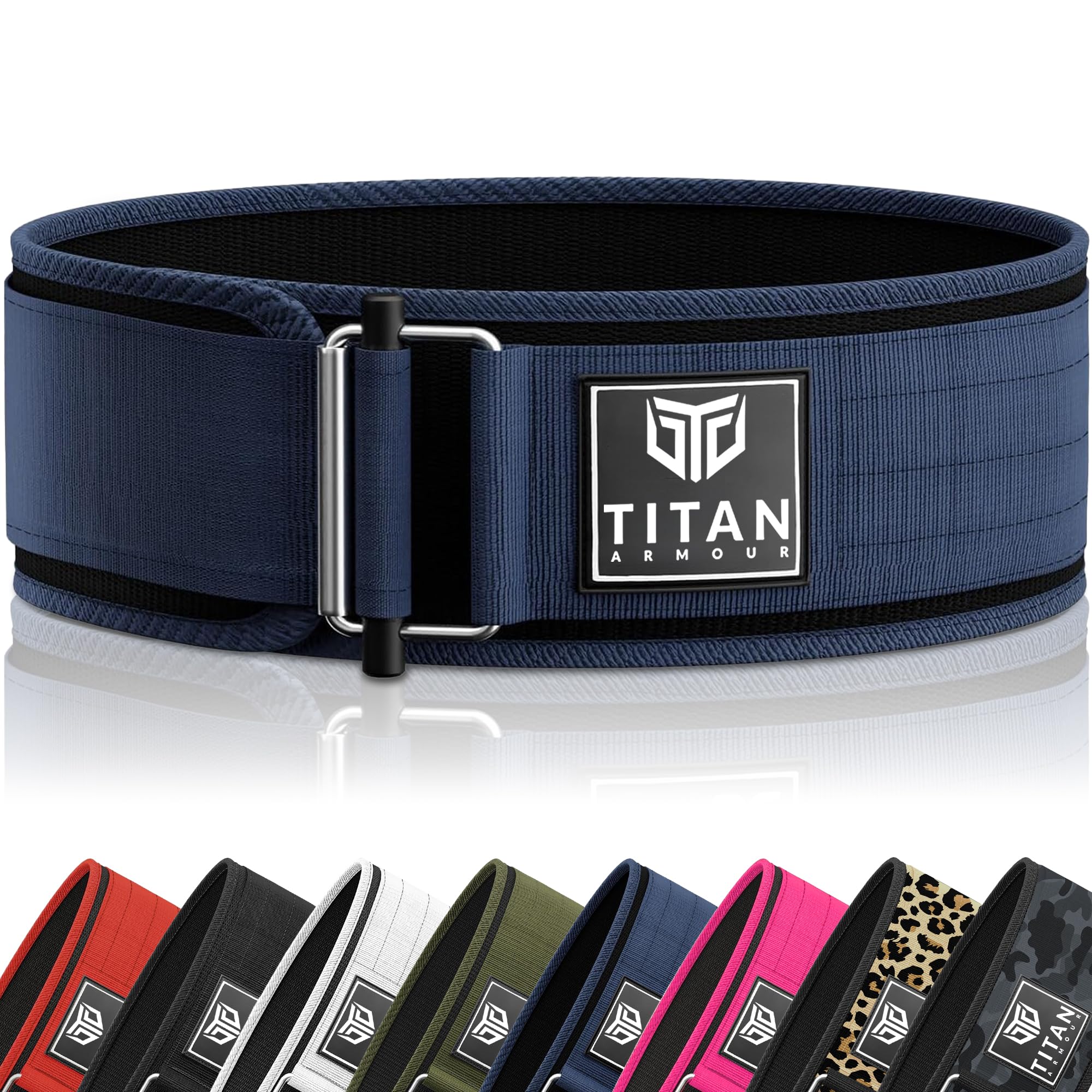 Titan Armour® Premium Self-Locking Weight Lifting Belt | Gym belt: Powerlifting, Deadlift, Olympic Lifts, Squats | Functional Fitness Weightlifting Belt | Men & Women | UK Brand (Midnight Blue, XS) — image 1