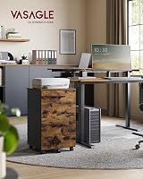 VASAGLE Office Cabinet on Wheels with 2 Drawers Rustic Brown Black view 2