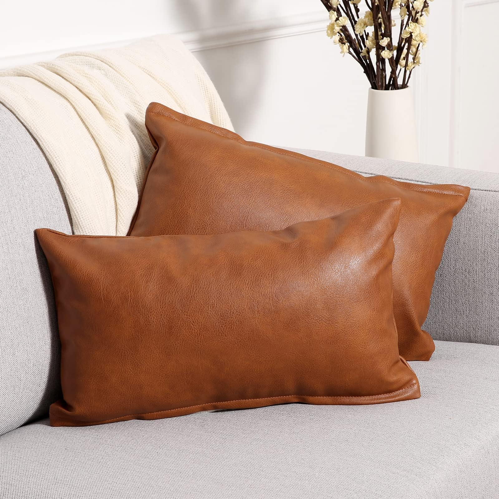 YAERTUN Faux Leather Pillow Covers