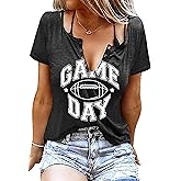 QAUN Baseball Shirt Women: Game Day Shirts Baseball V Neck Tshirt Gameday T Shirt Baseball Short Sleeve Tops