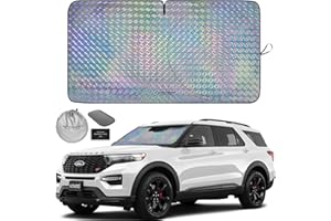 Autoamerics 1-Piece Windshield Sun Shade - Holographic Print Foldable Car Front Window Sunshade for Cars SUV Truck - Heat Blocker Visor Protector Blocks Max UV Rays and Keeps Your Vehicle Cool Medium