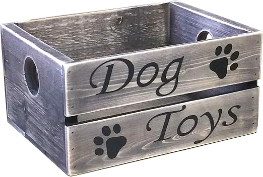 Caja de juguetes para perro, diseño vintage de pino gris: Amazon.es: Hogar