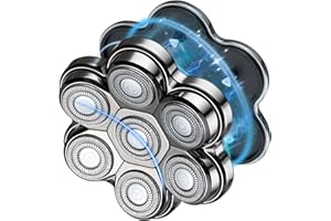 UPTARD Magnetic Head Shaver Replacement Heads 7 Double Ring Waterproof Rotary Razor Blades for Bald Men Compatible with Freebird wyklaus shpavver (Silver)