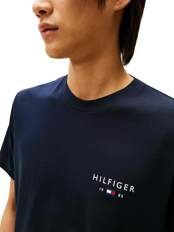 Brand Love Small Hilfiger Tee Mw0mw41456 T-Shirt S/S, Bleu (Ciel du désert), M Homme, Bleu (Ciel du Désert), Medium — photo 3 sur 5