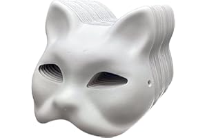 Yarizm Cat Masks Therian Masks made of White Paper for DIY Painting