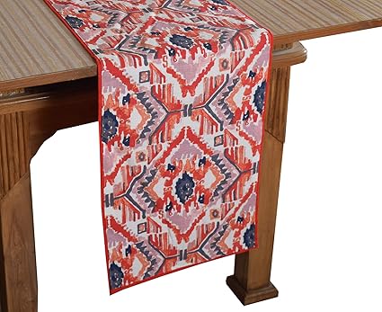 Bilberry Furnishing By Preeti Grover 100% Cotton Multicolor Printed Table Runner (TR_15) - (Table Runner Size 14x72)