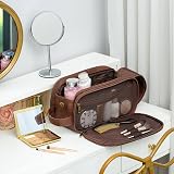 Elviros Water-Resistant PU Leather Toiletry Bag Large Travel Dopp Kit Dark Brown view 9