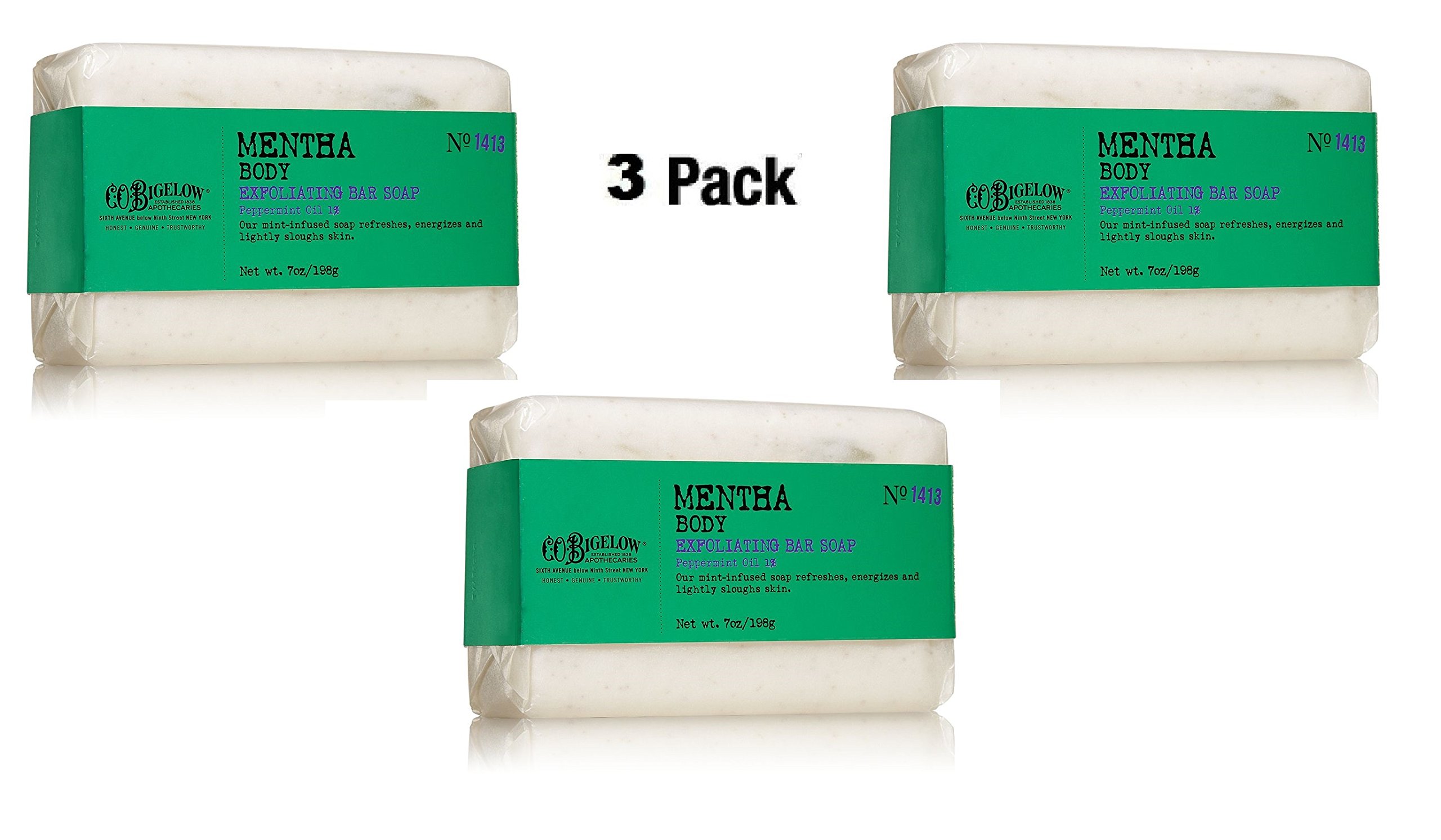 Lot of 3 C.O. Bigelow Mentha Body Exfoliating Bar Soap 7.0 oz by C.O. Bigelow