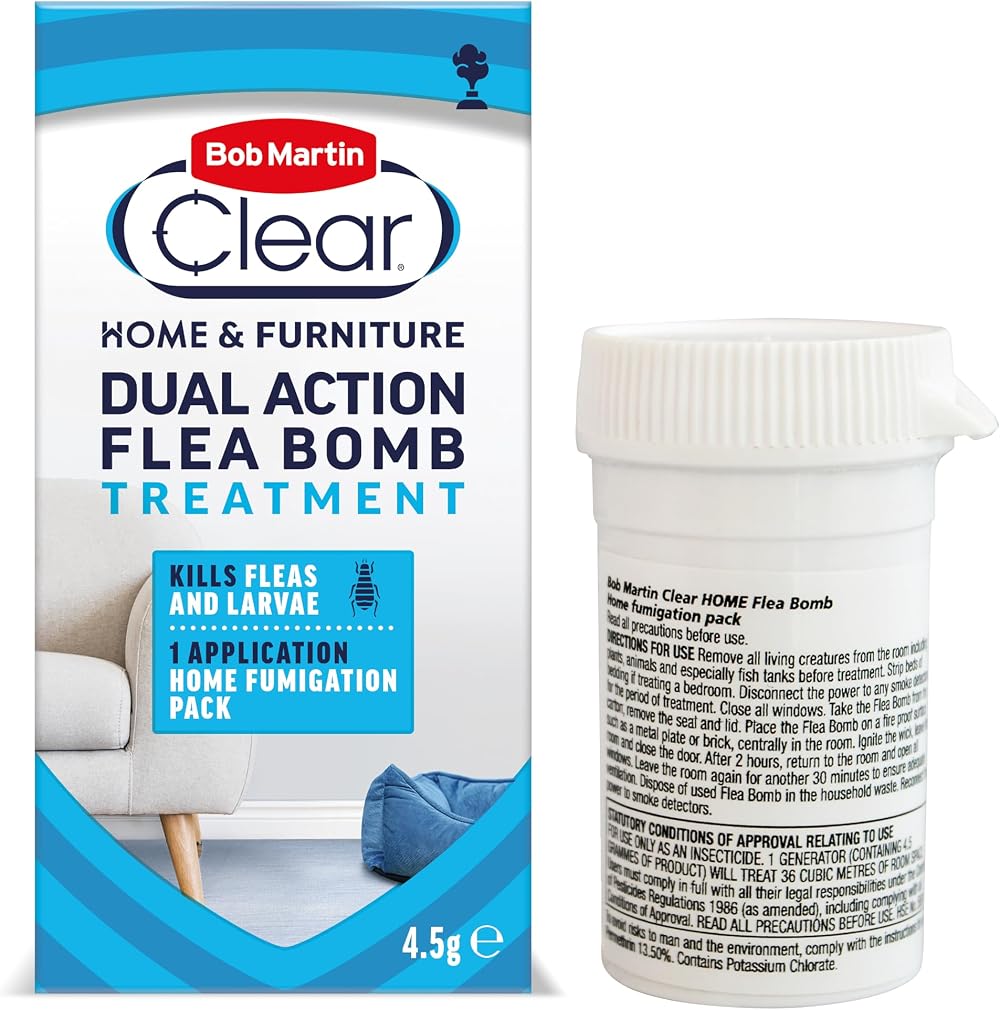 Bob Martin Clear Dual Action Flea Bomb for Home 1 Can Kills Fleas Fast