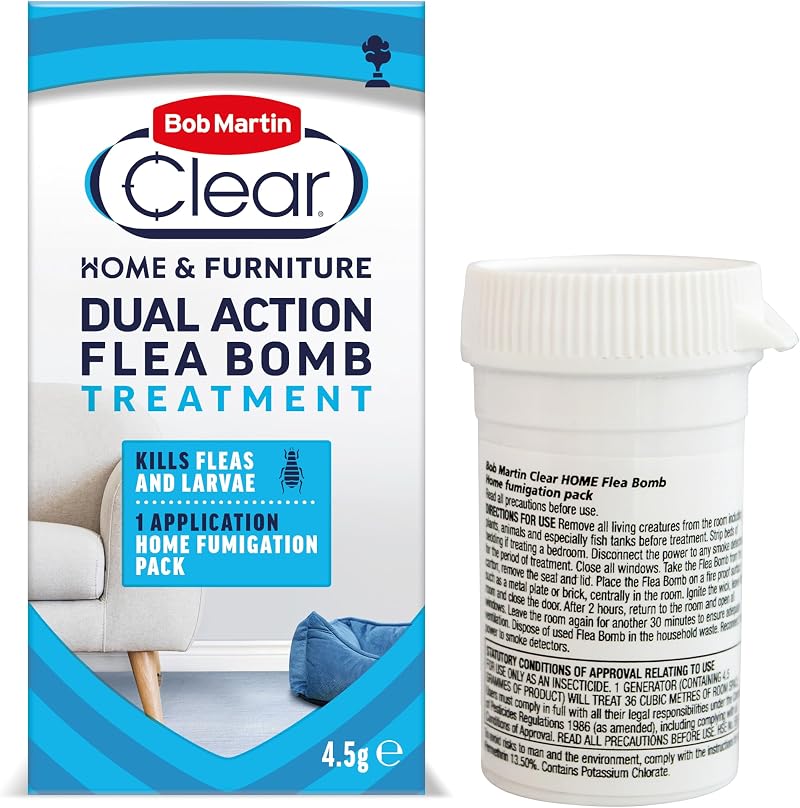Bob Martin Clear Dual Action Flea Bomb for Home 1 Can Kills Fleas Fast
