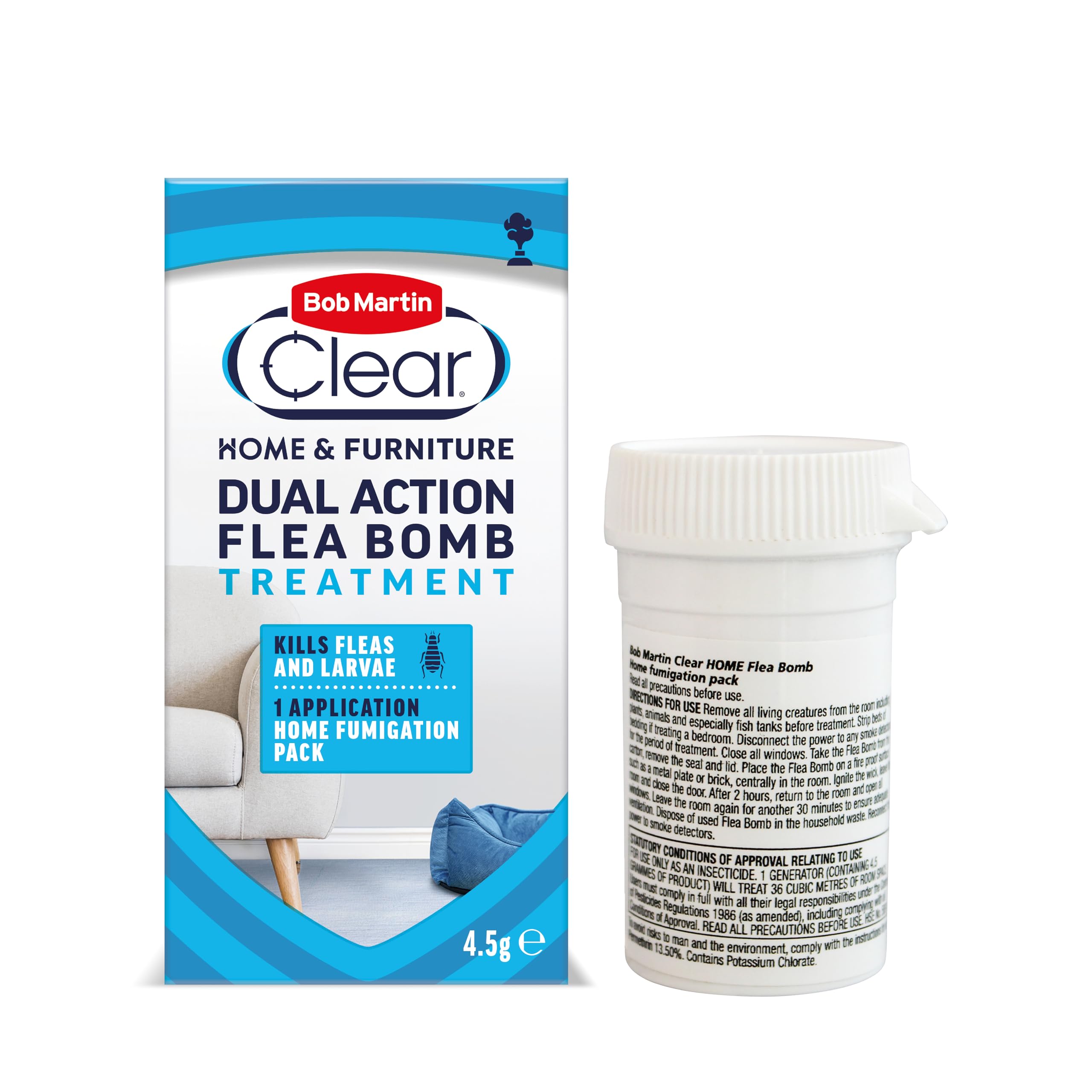 Bob Martin Clear Dual Action Flea Bomb for the Home - Kills Fleas Dead, Fast and Effective Household Treatment (1 Can)