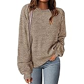 MEROKEETY Sweaters for Women Fall Winter 2026 Oversized Pullover Spring Crew Neck Long Sleeve Heathered Knit Tops