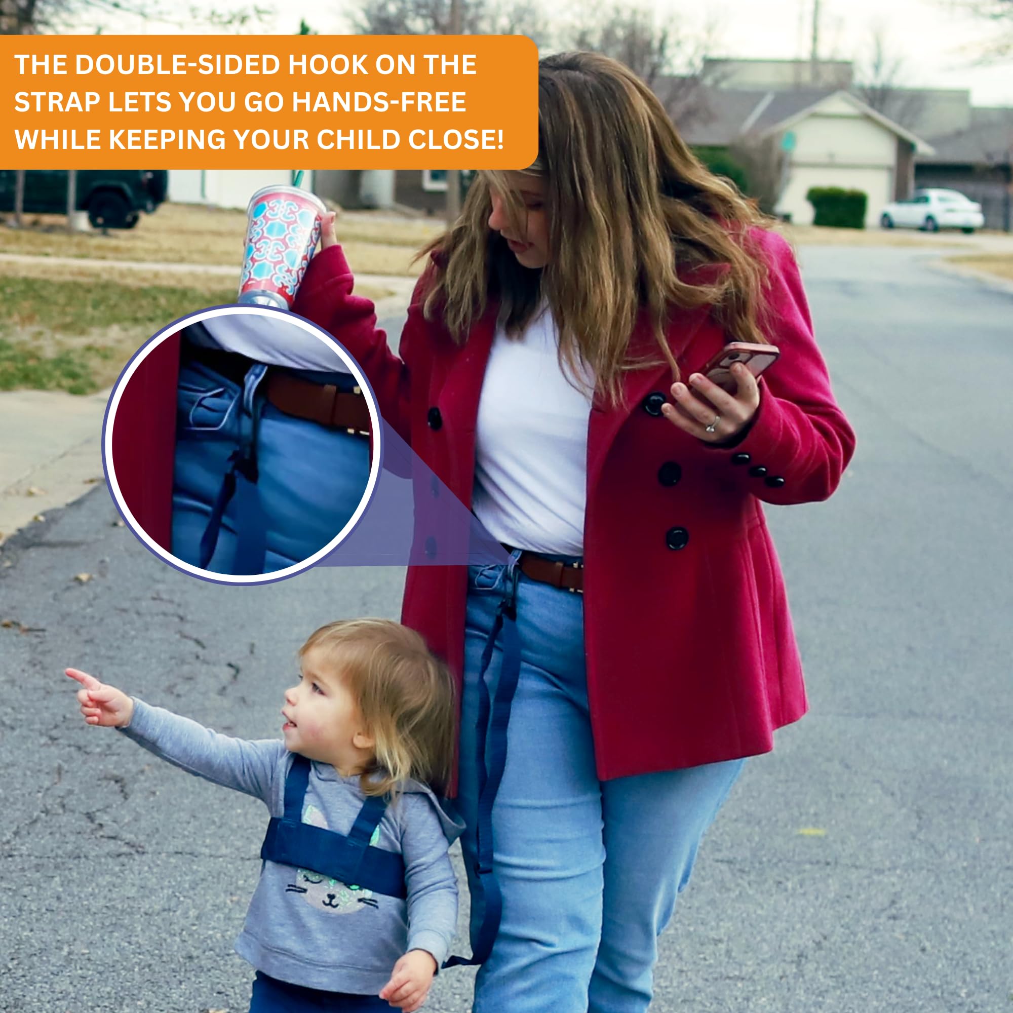 Toddler Leash & Harness for Child Safety - Keep Kids & Babies Close - Padded Shoulder Straps for Children's Comfort - Fits Toddlers w/ Chest Size 14-25.5 Inches - Kid Keeper by Mommy's Helper (Blue)