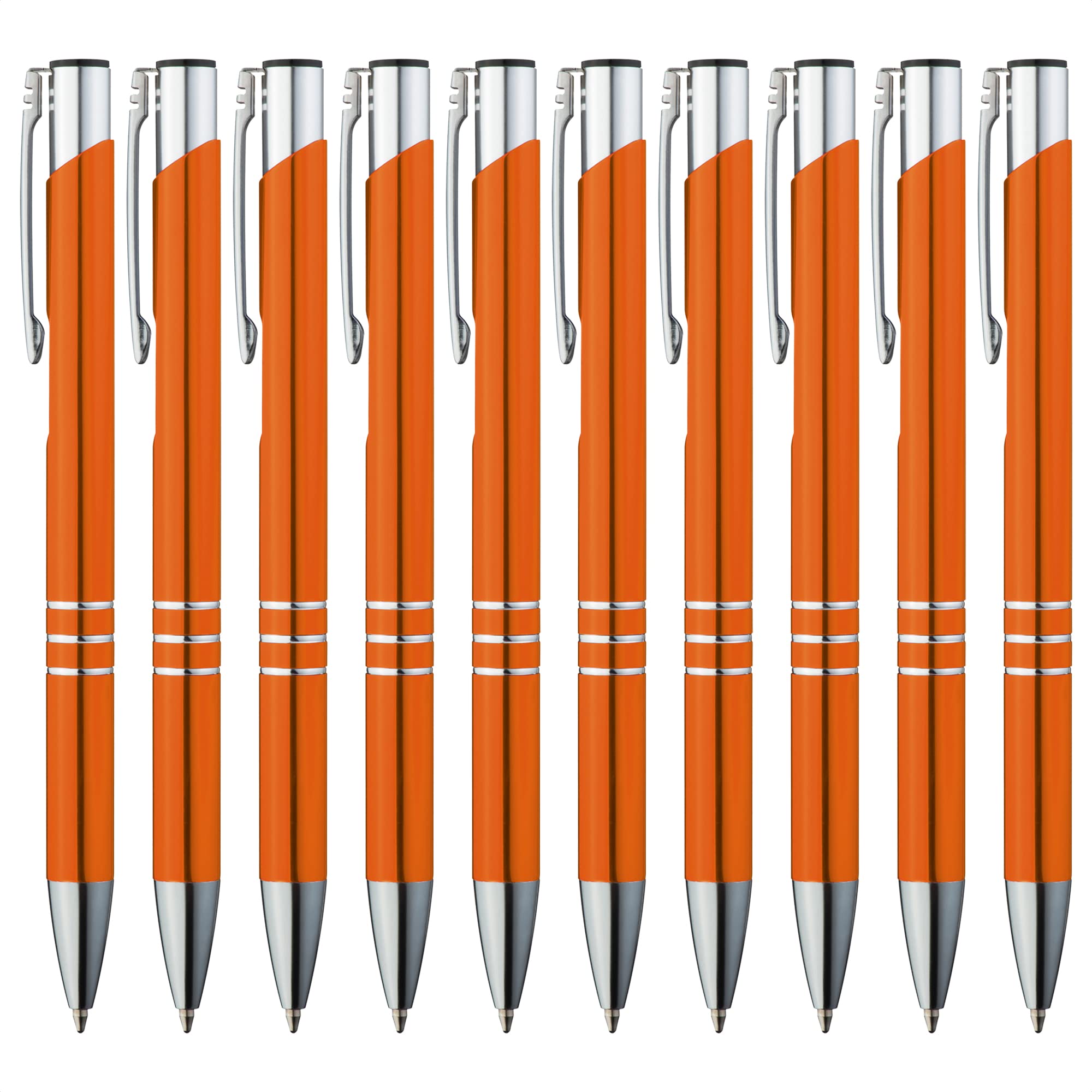 GIMEI® Metal Ballpoint Pen, Pack of 20, Premium Set, High Quality for Easy and Soft Writing, Blue Ink Ballpoint Pen Orange as a Visual Eye-Catcher