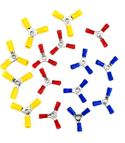 50-Pack Blue 3-Way Butt Wire Connectors - For 16 To 14 AWG Gauge, Vinyl Insulated