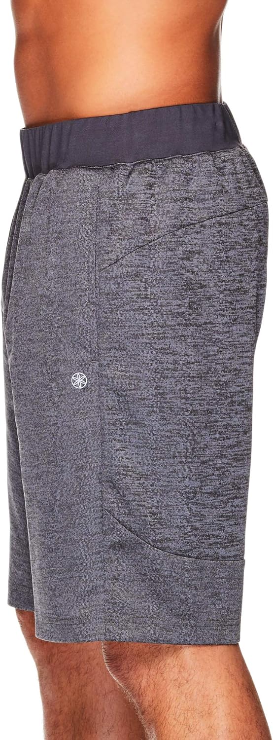 Gaiam Men's Yoga Shorts - Performance Heather Gym & Workout Short w/Pockets: Clothing