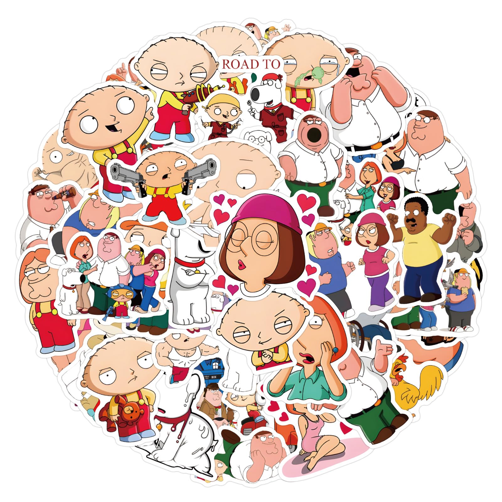 56 Pcs Family Guy Stickers for Laptop, Cool Decals for Teens Kids Boys Skateboard Phone