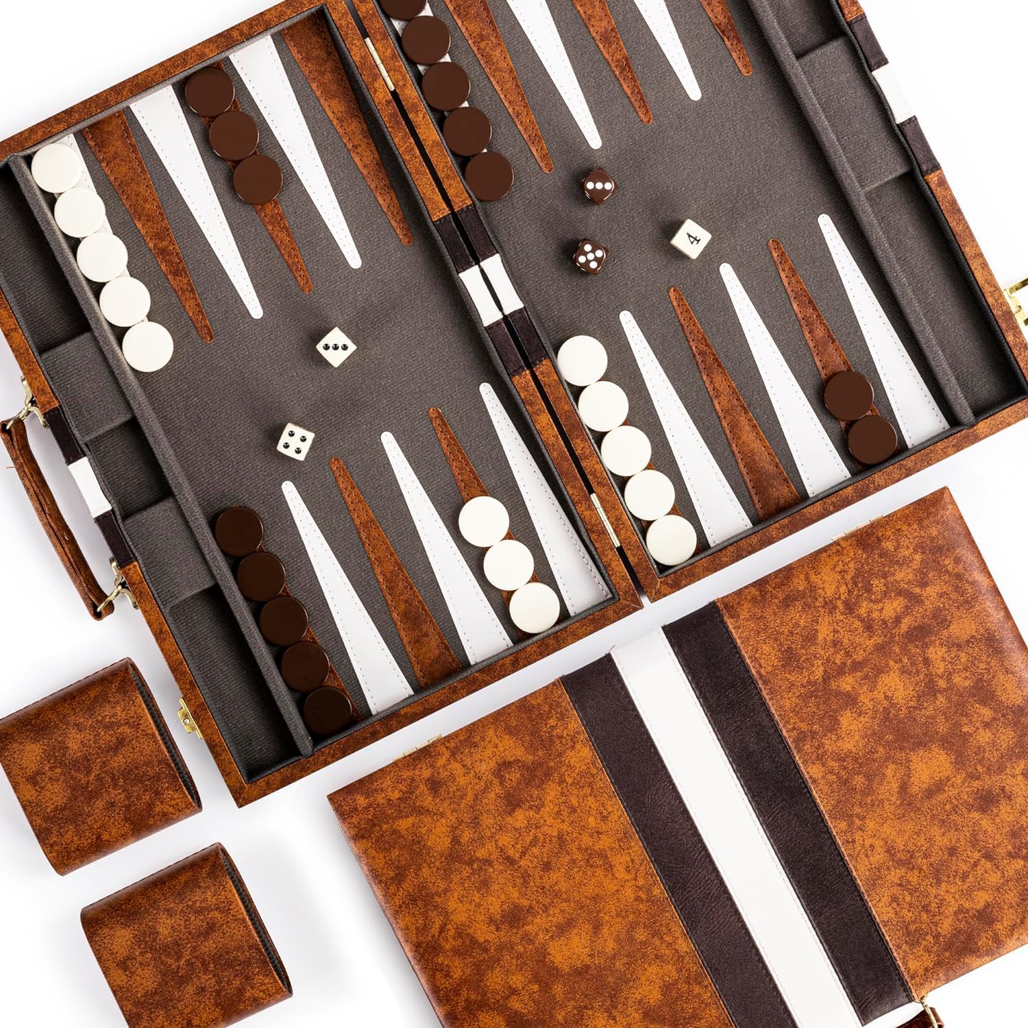 RENO UK based business -Backgammon Set-15 Inch Elegant Leather Backgammon Sets - Backgammon set for Adults and Kids -Travel Backgammon -Garden games-Board games for 2