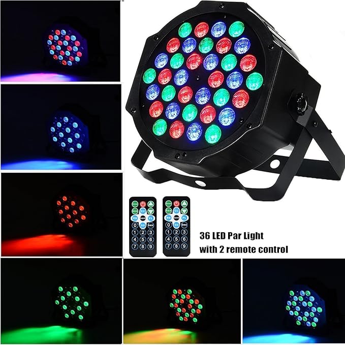 AONCO 36 LED Scheinwerfer Par Strahler, Discolicht, DJ Strobe Light, Bühnenbeleuchtung, Lampe, RBG mixing, 36W, DMX In/Out, 7