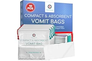 Medi Grade Absorbent Vomit Bags Disposable for Adults and Kids, 10pcs - Travel Essentials Leakproof Barf Bags with Tissues tu